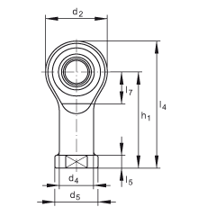 桿端軸承 GIKSL16-PS, 根據(jù) DIN ISO 12 240-4 標(biāo)準(zhǔn)，特種鋼材料，帶左旋內(nèi)螺紋，免維護(hù)