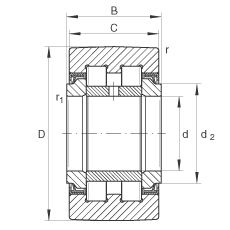 支撐型滾輪 PWTR1747-2RS, 滿裝滾子，軸向引導(dǎo)，兩側(cè)唇密封