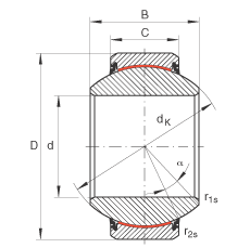 關(guān)節(jié)軸承 GE40-FW-2RS, 根據(jù) DIN ISO 12 240-1 標(biāo)準(zhǔn), 免維護(hù)，兩側(cè)唇密封
