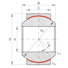 關(guān)節(jié)軸承 GE30-PW, 根據(jù) DIN ISO 12 240-1 標準，尺寸系列 K，免維護