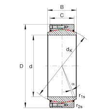 大的關(guān)節(jié)軸承 GE420-DW-2RS2, 根據(jù) DIN ISO 12 240-1 標(biāo)準(zhǔn), 免維護(hù)，兩側(cè)密封