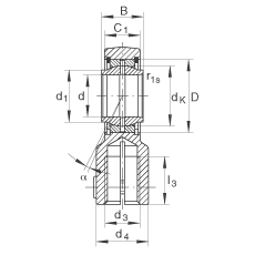 液壓桿端軸承 GIHNRK40-LO, 根據(jù) DIN ISO 12 240-4 標(biāo)準(zhǔn)，帶右旋螺紋夾緊裝置，需維護(hù)