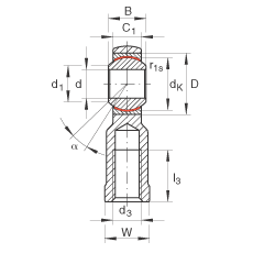 桿端軸承 GIKR12-PW, 根據(jù) DIN ISO 12 240-4 標(biāo)準(zhǔn)，帶右旋內(nèi)螺紋，需維護(hù)