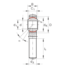 桿端軸承 GAKL14-PW, 根據(jù) DIN ISO 12 240-4 標(biāo)準(zhǔn)，帶左旋外螺紋，需維護(hù)