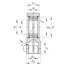 液壓桿端軸承 GIHRK50-DO, 根據(jù) DIN ISO 12 240-4 標(biāo)準(zhǔn)，帶右旋螺紋夾緊裝置，需維護(hù)
