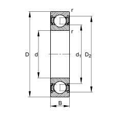 深溝球軸承 61911-2RSR, 根據(jù) DIN 625-1 標(biāo)準(zhǔn)的主要尺寸, 兩側(cè)唇密封