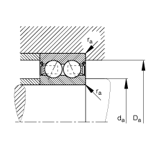 角接觸球軸承 30/6-B-2RSR-TVH, 雙列，雙側(cè)唇密封，接觸角 α = 25°