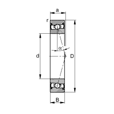 主軸軸承 HSS71901-C-T-P4S, 調(diào)節(jié)，成對安裝，接觸角 α = 15°，兩側(cè)唇密封，非接觸，加嚴(yán)公差