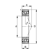 主軸軸承 HSS71901-E-T-P4S, 調(diào)節(jié)，成對(duì)安裝，接觸角 α = 25°，兩側(cè)唇密封，非接觸，限制公差