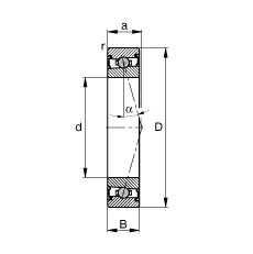 主軸軸承 HCS71902-C-T-P4S, 調(diào)節(jié)，成對安裝，接觸角 α = 15°，兩側(cè)唇密封，非接觸，限制公差