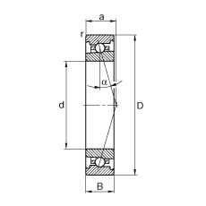 主軸軸承 HS71901-C-T-P4S, 調(diào)節(jié)，成對安裝，接觸角 α = 15°，限制公差