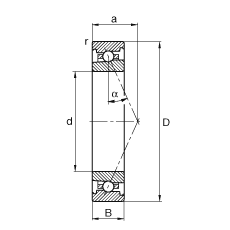 主軸軸承 HS71901-E-T-P4S, 調(diào)節(jié)，成對或單元安裝，接觸角 α = 25°，限制公差